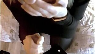 Blonde sucks huge cock intensely