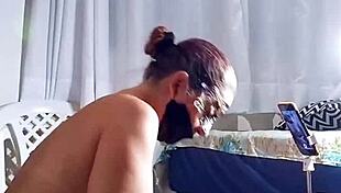 i feel so exposed masturbating with this huge dildo in the recording section, ripping my panties and lingerie off