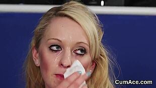 Sexy Model Gets Jizz Shot On Her Face Sucking All The Cum