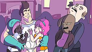 Cartoon character experiences power trip with clothes ripped