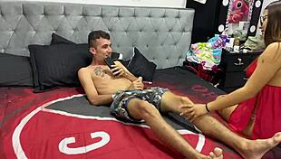 I found my stepdad jerking off, so I gave him a great blowjob and he came in my mouth