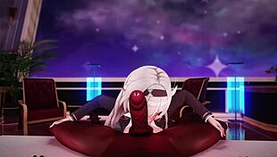 Hotaru performs intense cowgirl riding and masturbation in hentai.