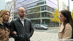 amazing busty teen 18+ and her bf earn money through public sex group