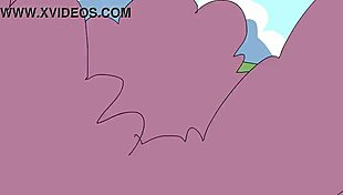 Cartoon character experiences power trip with clothes ripped