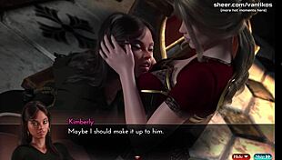 Interracial threesome with hot black mama and teen in 3D