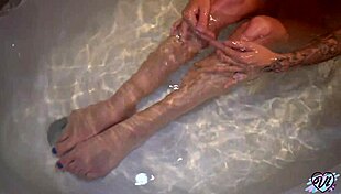 cutie gets horny playing with huge dildo in bathroom for masturbation fun