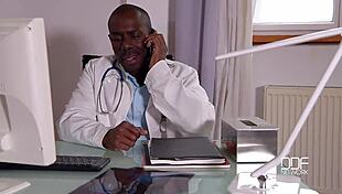 doctor's black cock penetrates blonde's ass in hospital