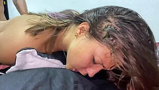 I found my stepdad jerking off, so I gave him a great blowjob and he came in my mouth