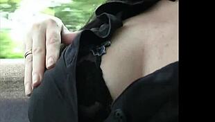 feeling the thrill of exposing big natural tits in the park