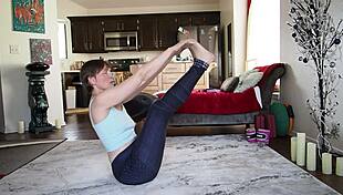 Yoga lesson with mature wife and amateurs