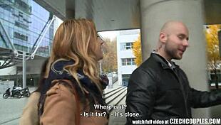 amazing busty teen 18+ and her bf earn money through public sex group