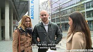 amazing busty teen 18+ and her bf earn money through public sex group