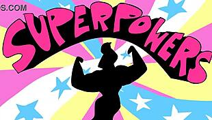 Cartoon character experiences power trip with clothes ripped