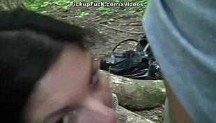 Ebony girl enjoys a relaxing forest walk for 200 euros