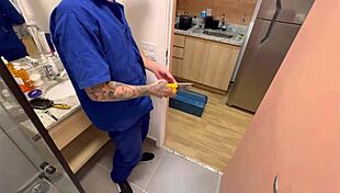 Brazilian Technician with Monster Cock Masturbating