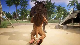 Minotaur Fucks Lion and Cums in Mouth