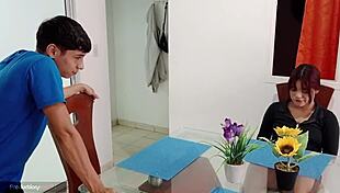 Blonde Colombian Stepsister Sucks Dick Deepthroat Creampie