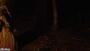 Submissive Blonde Gets Gagging Spanking And Wedgie In The Forest At Night - Ashley Lane