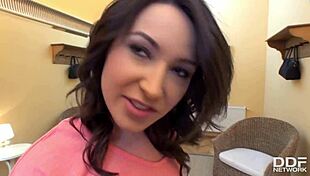 cock-addicted teen hottie akasha cullen eagerly swallows delivery guy's dick and cum in pov glamour scene. she loves the european cock and swallows every drop.