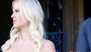 Blonde Babe's Shaved Pussy Licked Hard by Bartender