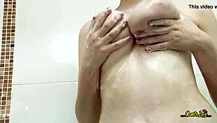 girl chats about shower caresses getting excited nude