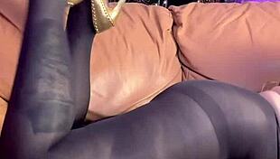 Relaxed Solo Session in Black Pantyhose