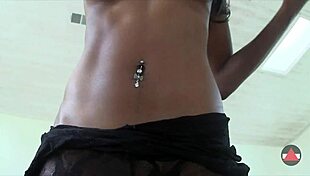 Ebony model moans in nylon lingerie!