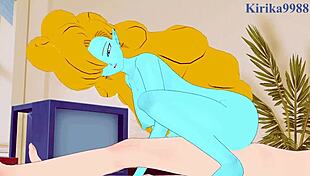 Panchy, Bulma's mother, and Zangya in intense Dragon Ball hentai scene.