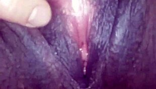 Fingering wet pussy of young black teen slut