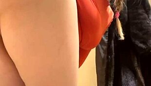 Amateur fingers pussy with vibrator outdoors