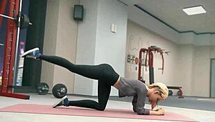 Gwen's workout turns into a blowjob session in 3d