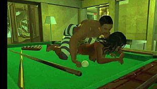 I enjoy playing pool on the table with friends