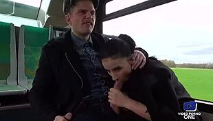 watch this brunette student get fucked on the bus in front of voyeurs?