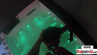 Asian teen gives boyfriend footjob and blowjob 😈