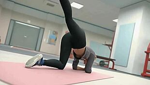Gwen's workout turns into a blowjob session in 3d