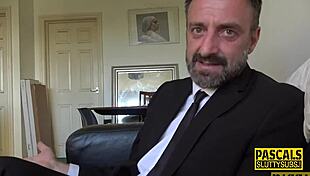 Skinny little 18+ submissive girl throats cock and rides hard in bdsm scene