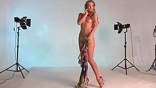 Blonde Teen 18+ Reveals Bright Hazel Eyes While Nude