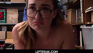 Officer Face Fucks Thief Teen Kat Monroe with Fat Dick in Shop Office