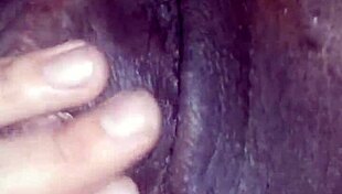 Fingering wet pussy of young black teen slut