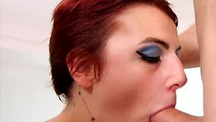 Hot Red Head Inked Babe Gets Double Penetration In Pantyhose And Stockings