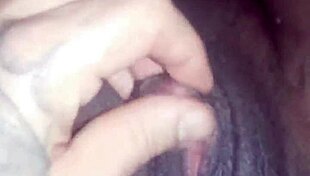 Fingering wet pussy of young black teen slut