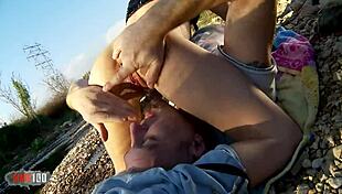 Blonde teen Dulce Chiki pees in public and enjoys hard fucking with deepthroat 😈