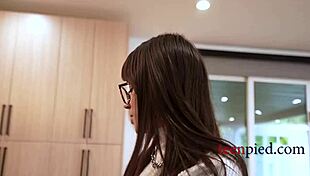 My nerdy assistant may not be tech savvy but she's cock savvy