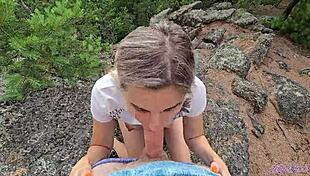 I sucked off my instructor for cum in the mountains while hiking.