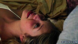 Blonde pornstar gets anal creampie on her ass.