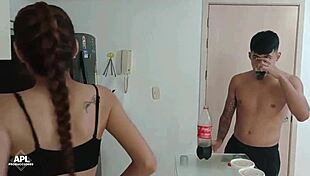 Wow, That Skinny Latina Teen Sucks Cock In The Kitchen!