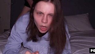 netflix and chill escalated quickly - couch potato girlfriend gets wildly penetrated