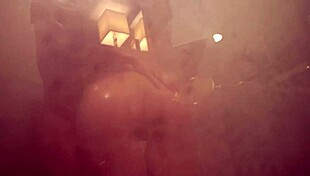 Blonde bodybuilder milf Jill Kassidy licks Talulah Mae's big tits during lesbian muff diving.