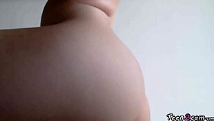 Blonde Teen With Glasses Teasing Herself On Webcam.