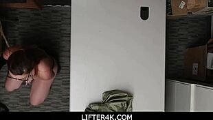 Officer Face Fucks Thief Teen Kat Monroe with Fat Dick in Shop Office